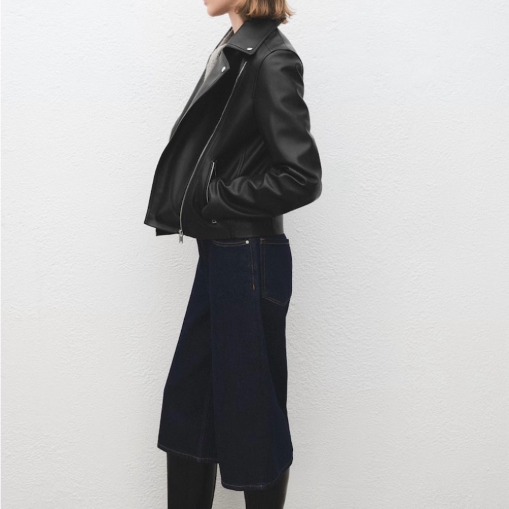 NWT MANGO FAUX-LEATHER BIKER JACKET Women's Black - XS - Picture 3 of 12